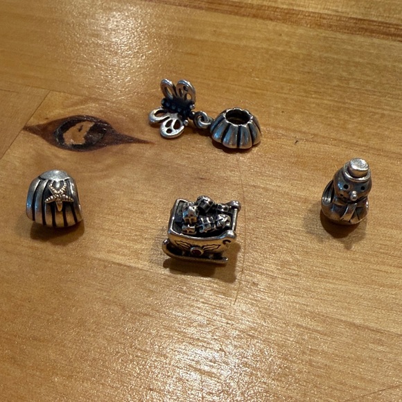 Pandora Jewelry - Pandora Sterling Silver Charm Beads - Mixed Winter/Summer Set